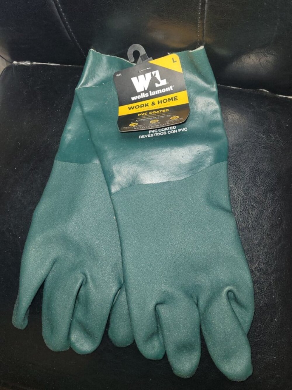 NWT Wells Lamont Green PVC Coated Work Gloves - Men's Large